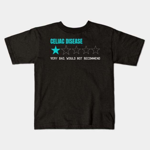 Celiac Disease Very Bad Would Not Recommend One Star Rating Kids T-Shirt by MerchAndrey